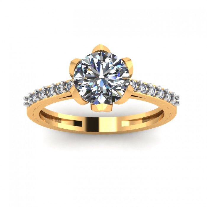 14K Gold Artificial Diamond Solitaire Ring