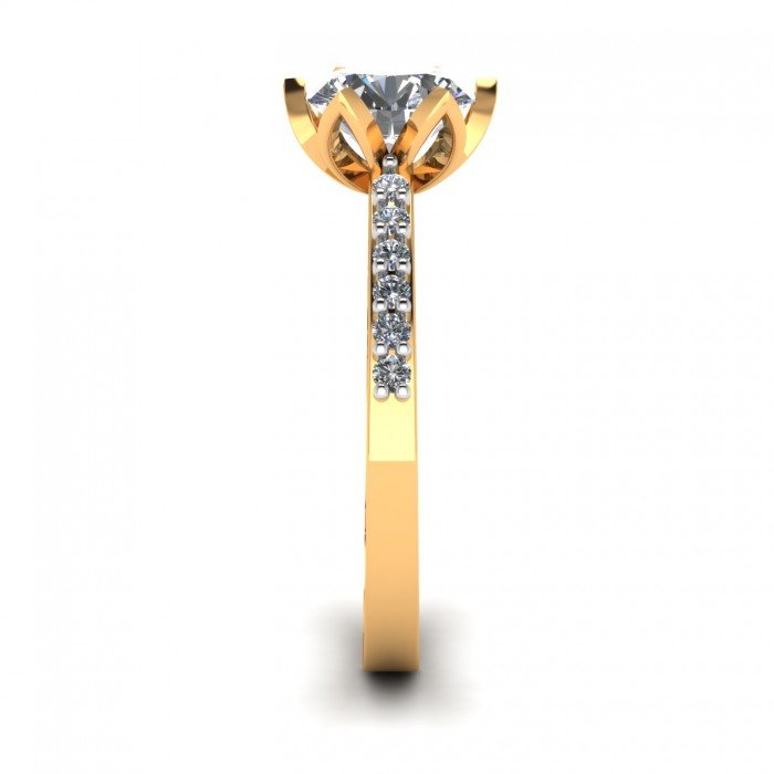 14K Gold Artificial Diamond Solitaire Ring