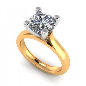 14K Gold Simple Solitaire Ring