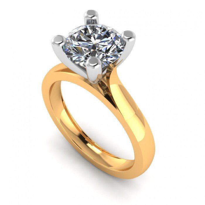 14K Gold Simple Solitaire Ring