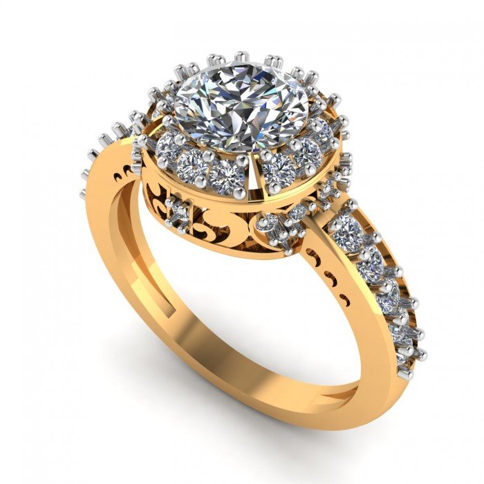 Yellow 14K Hallmarked Gold Solitaire Cocktail Ring