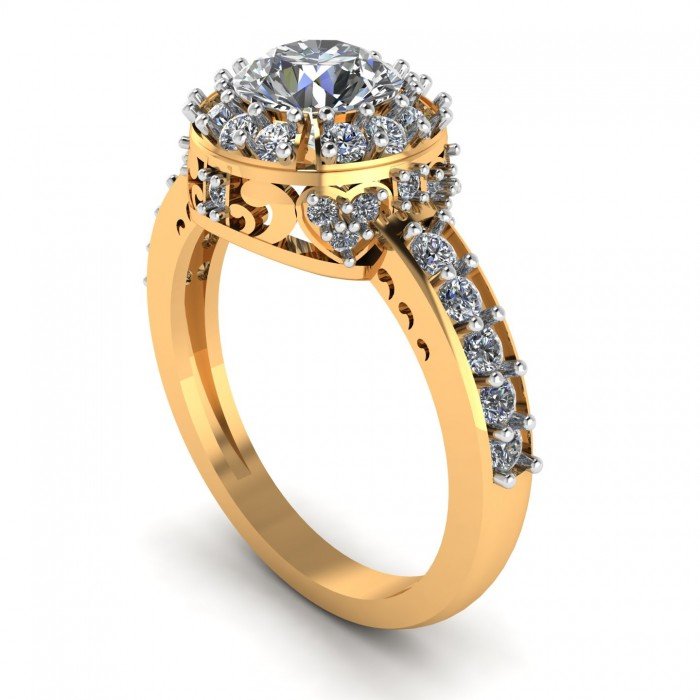 Yellow 14K Hallmarked Gold Solitaire Cocktail Ring