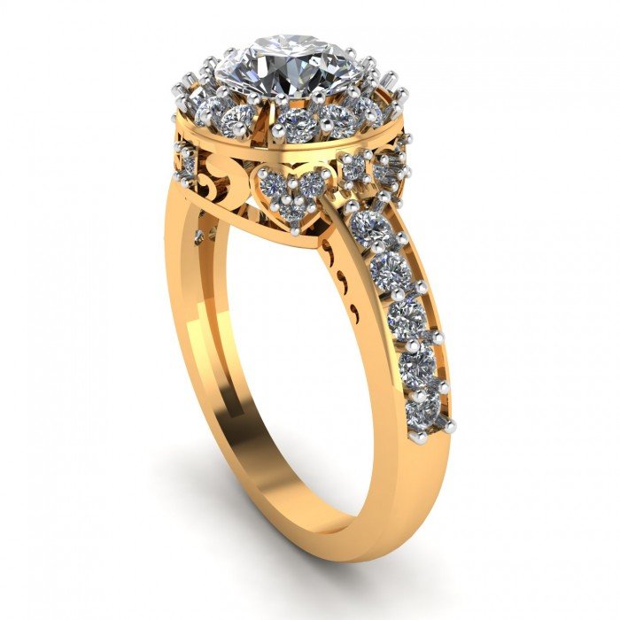 Yellow 14K Hallmarked Gold Solitaire Cocktail Ring