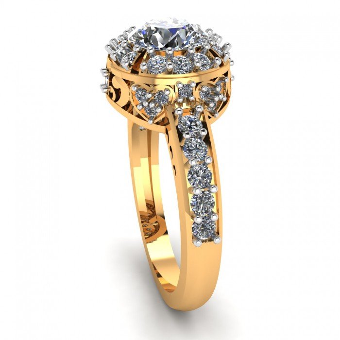 Yellow 14K Hallmarked Gold Solitaire Cocktail Ring