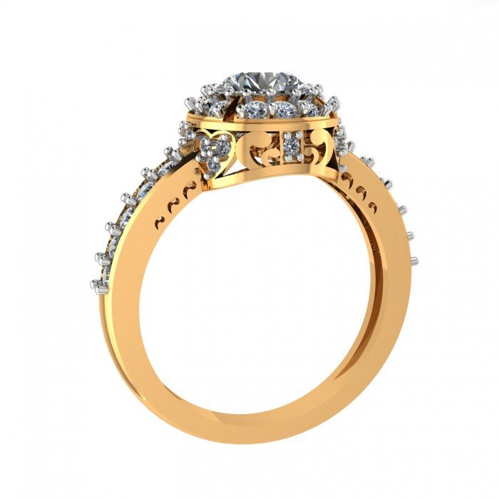 Yellow 14K Hallmarked Gold Solitaire Cocktail Ring