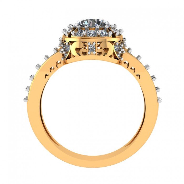 Yellow 14K Hallmarked Gold Solitaire Cocktail Ring