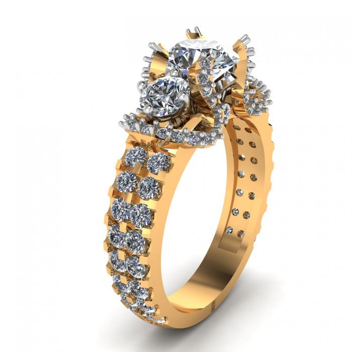 Gold Solitaire Cocktail Ring