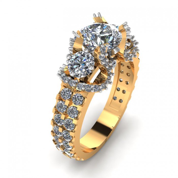 Gold Solitaire Cocktail Ring