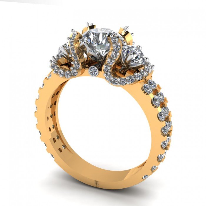 Gold Solitaire Cocktail Ring