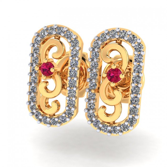 Artificial Diamond Ruby Earring