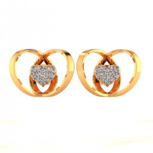 Round Heart Gold Earring