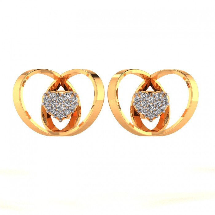Round Heart Gold Earring