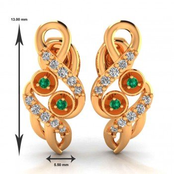 Emerald Gold Earring For Girls