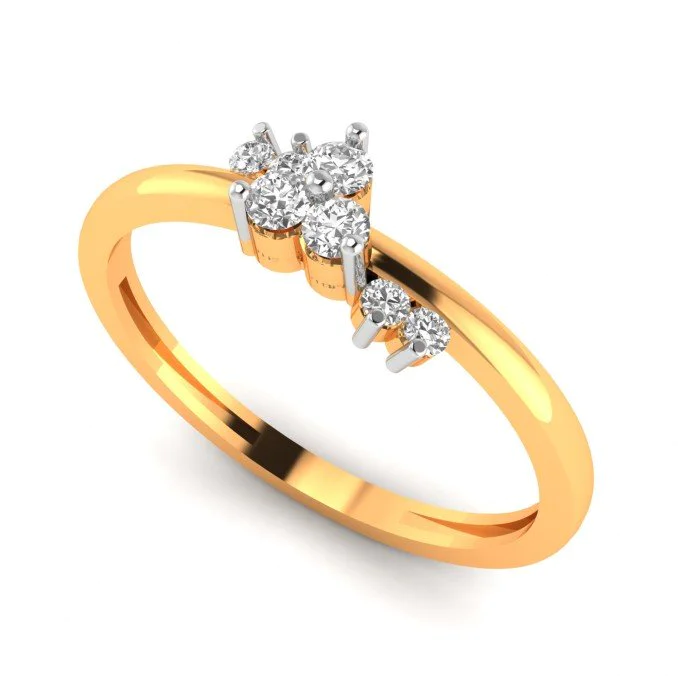 Floral Round American Diamond Ring by Niscka - Diamond Rings Online