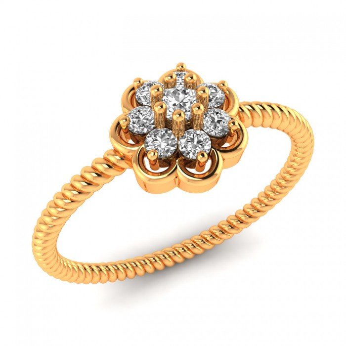 American Diamond Cluster Gold Ring