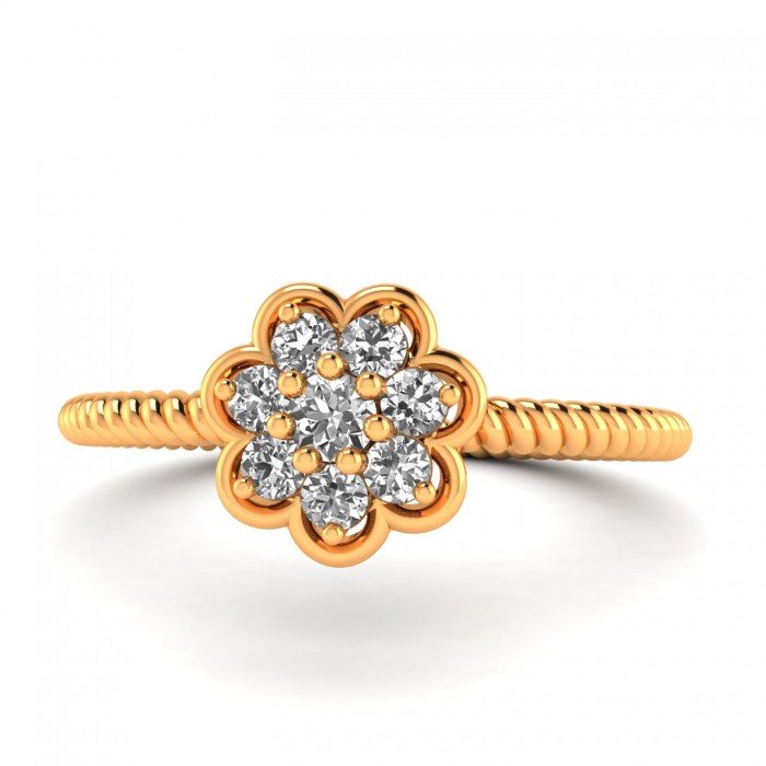 American Diamond Cluster Gold Ring