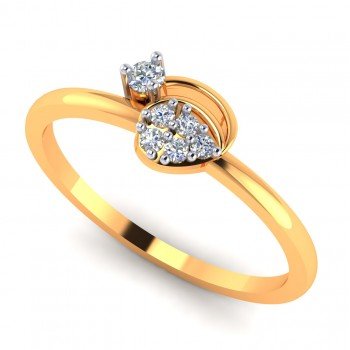 Sleek Gold And American Diamond Finger Ring