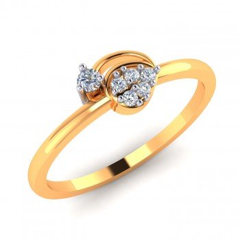 Sleek Gold And American Diamond Finger Ring