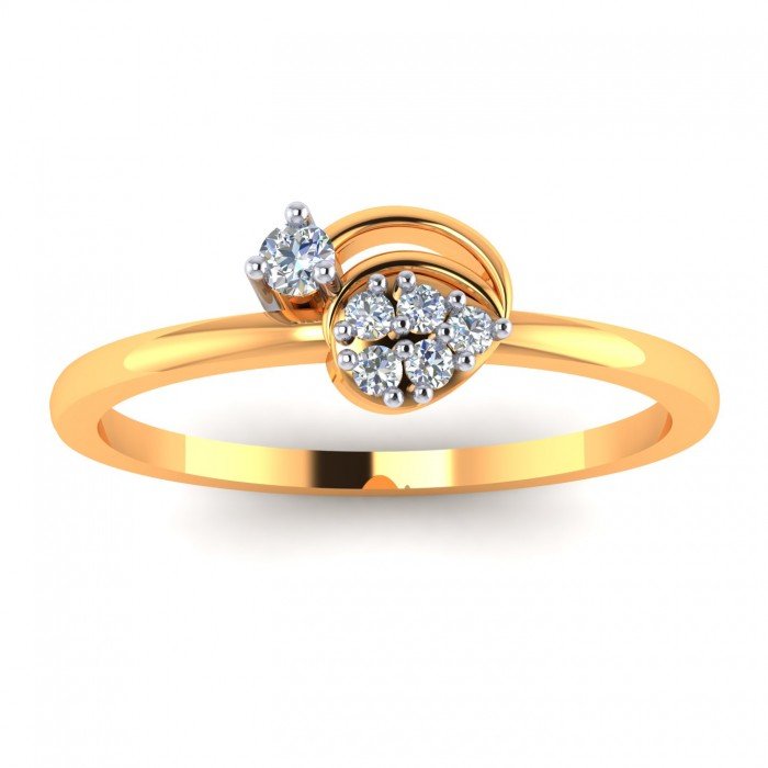 Sleek Gold And American Diamond Finger Ring