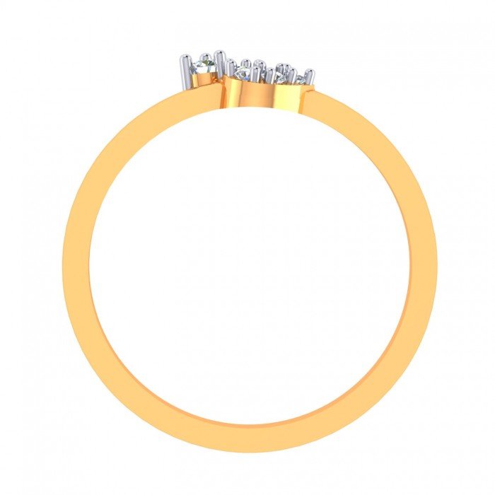 Sleek Gold And American Diamond Finger Ring