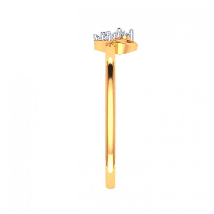 Sleek Gold And American Diamond Finger Ring