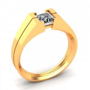 Princess Cut Men Gold Ring