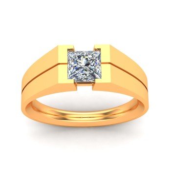 Princess Cut Men Gold Ring