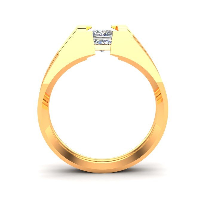 Princess Cut Men Gold Ring