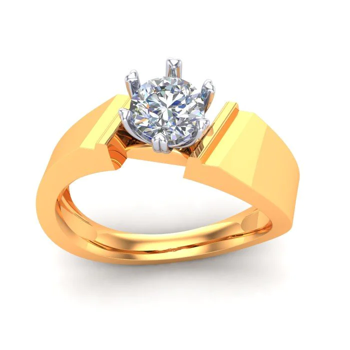 Mens Solitaire Baguette Cut Diamond Ring Comfort Fit Wedding Band 14K Rose  Gold