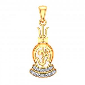 Om Trishul Damru Gold Pendant