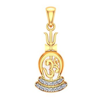 Om Trishul Damru Gold Pendant