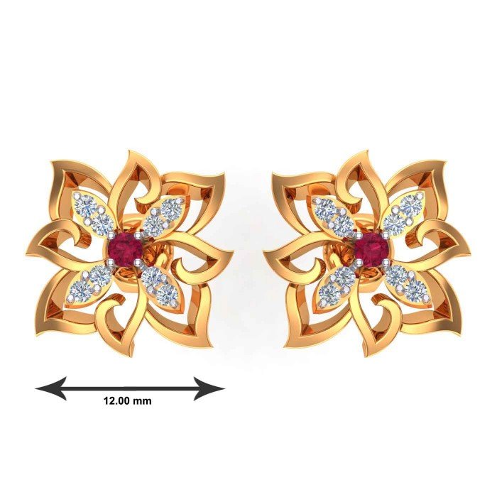 Ruby Stud Gold Earring