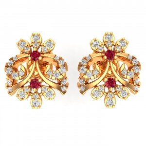 Unique Ruby Gold Earring