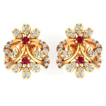 Unique Ruby Gold Earring