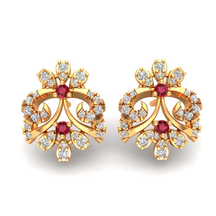 Unique Ruby Gold Earring