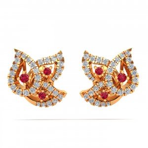 Ruby Stone Gold Earring