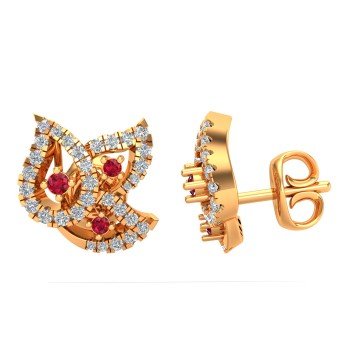 Ruby Stone Gold Earring