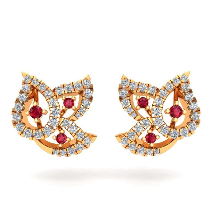 Ruby Stone Gold Earring