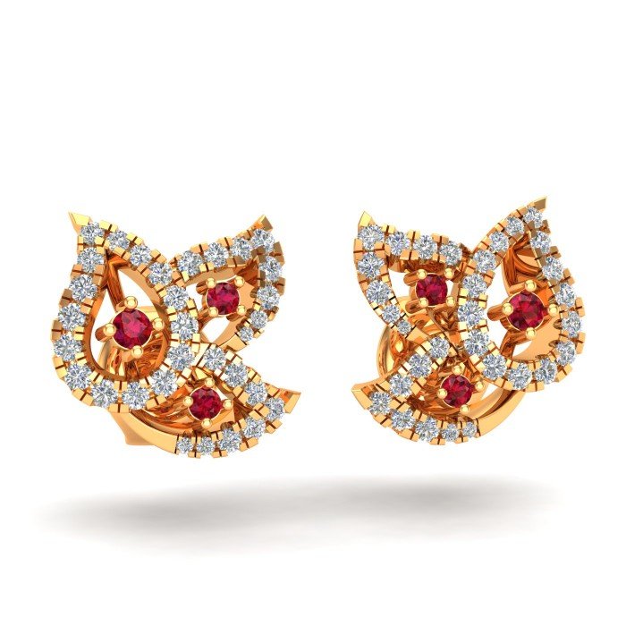 Ruby Stone Gold Earring