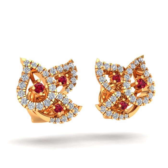 Ruby Stone Gold Earring