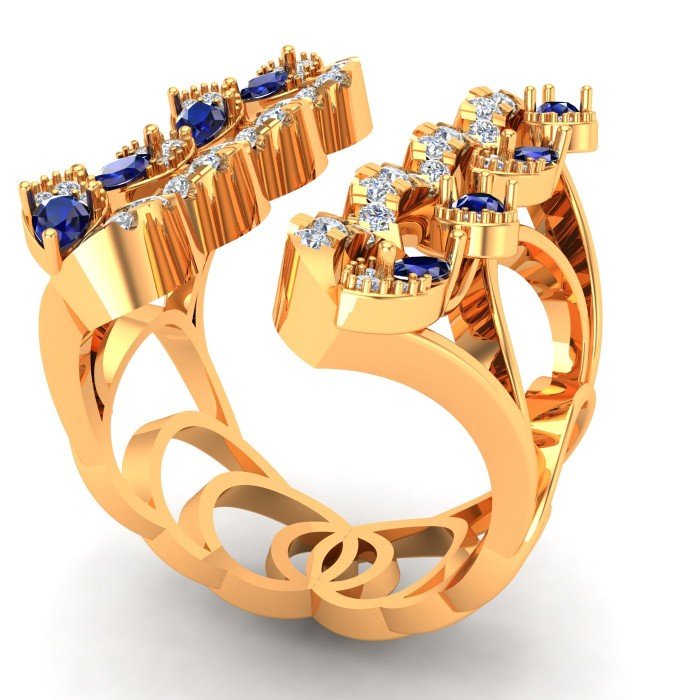 Gold Blue Sapphire Ring