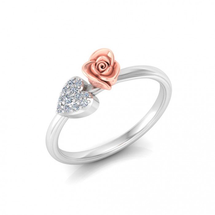Single Heart Rose Ring