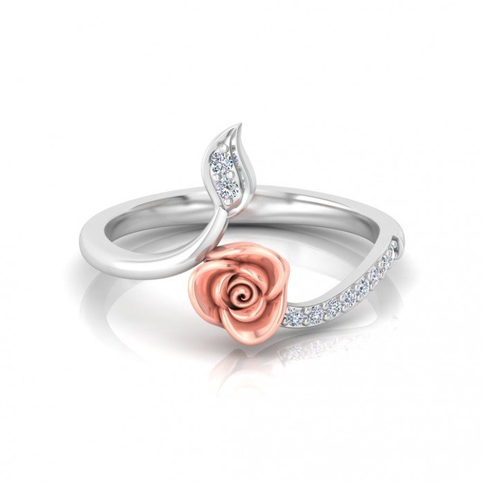 Leaves Pink Rose Ring