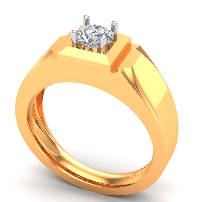 Gold Gents Solitaire Ring