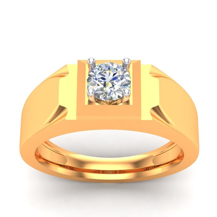 Gold Gents Solitaire Ring