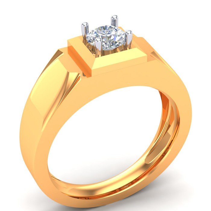 Gold Gents Solitaire Ring