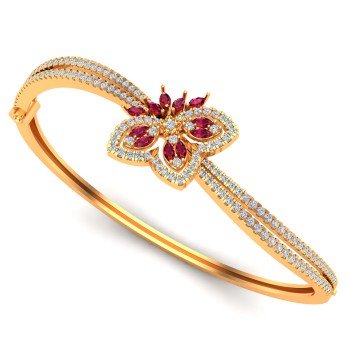 Gold Ruby Oval Bracelet