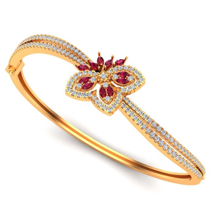 Gold Ruby Oval Bracelet