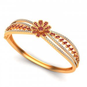 Ruby Diamond Cluster Bracelet