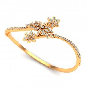 Flower Gold Bangle Bracelet